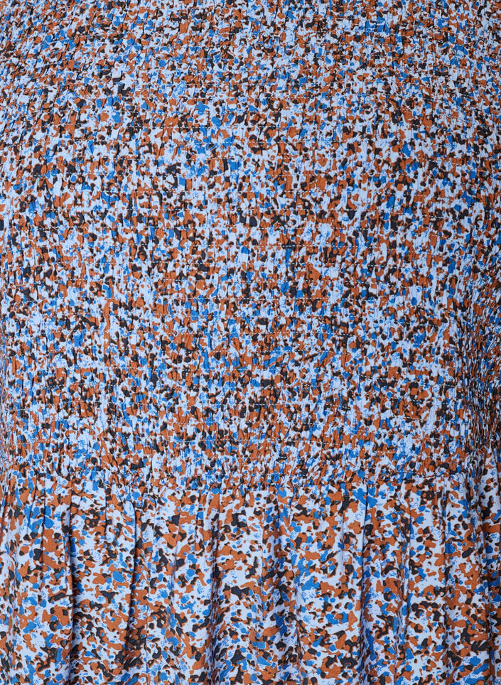 Robe smock&eacute;e en viscose &agrave; imprim&eacute; int&eacute;gral, Bleu Clair, Packshot image number 2