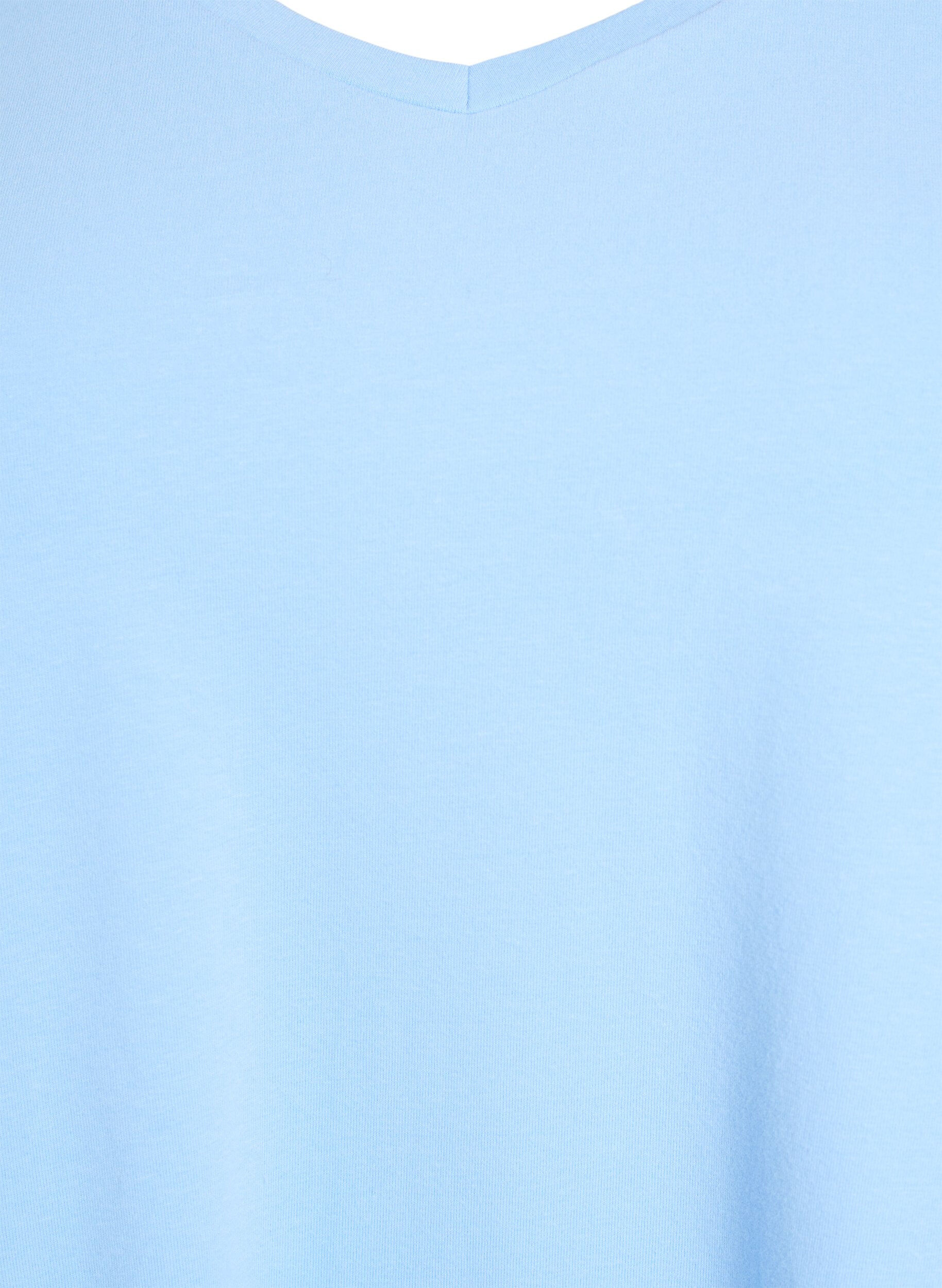 Zizzi T-shirt basique en coton de couleur unie, Bleu Clair, Packshot image number 2