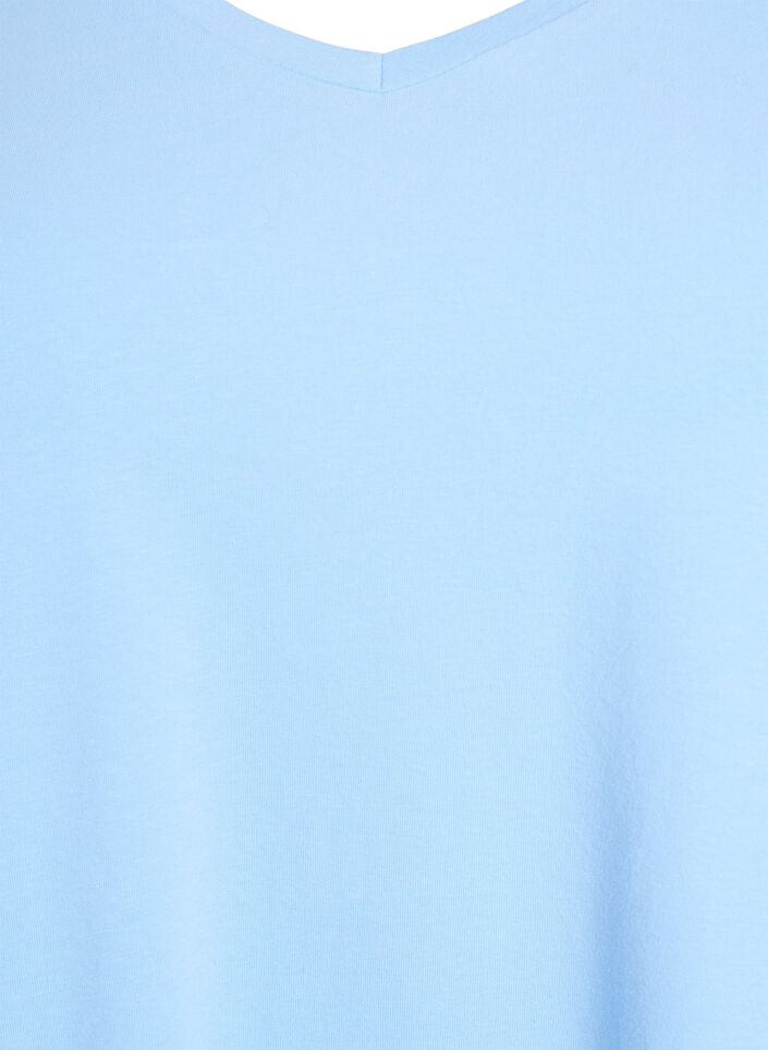 T-shirt basique en coton de couleur unie, Bleu Clair, Packshot image number 2