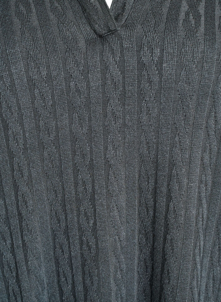 Blouse en maille avec col et motif torsadé, Vert foncé, Packshot image number 2