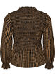 Blouse &agrave; carreaux avec smocks et basque, Marron, Packshot image number 1