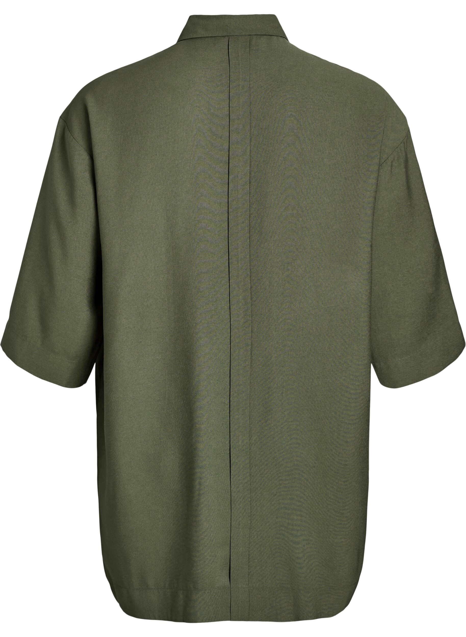 Zizzi Tunique en viscose avec poches et col, Vert, Packshot image number 1