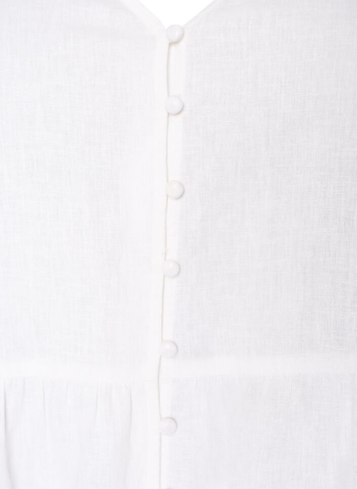 Blouse en lin et viscose avec un col en V et une fermeture boutonn&eacute;e, Blanc, Packshot image number 2