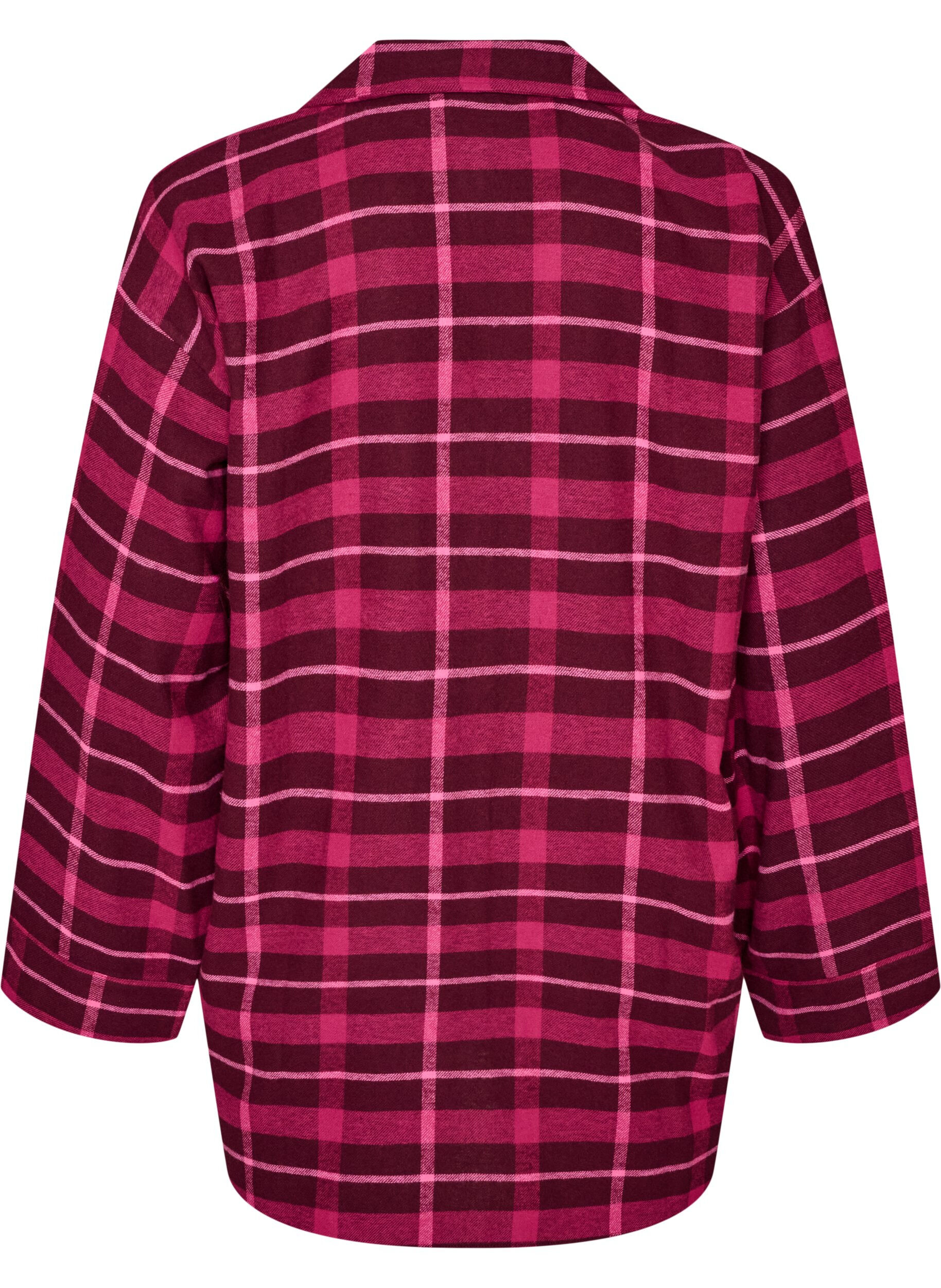 ZizziChemise de pyjama &agrave; carreaux en coton &agrave; manches longues, Bordeaux, Packshot image number 1