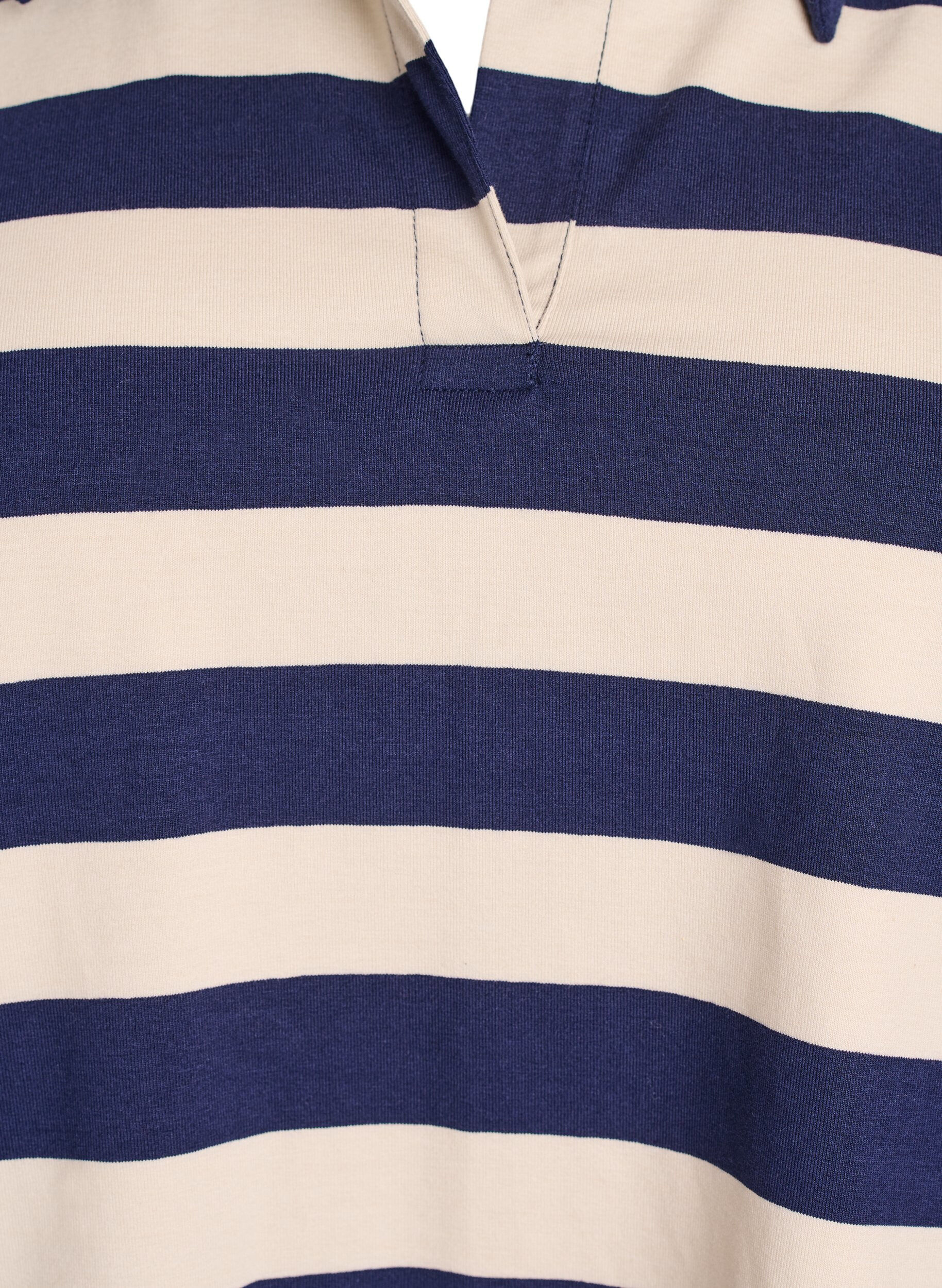 Zizzi Polo &agrave; manches longues avec larges rayures, Bleu, Packshot image number 2