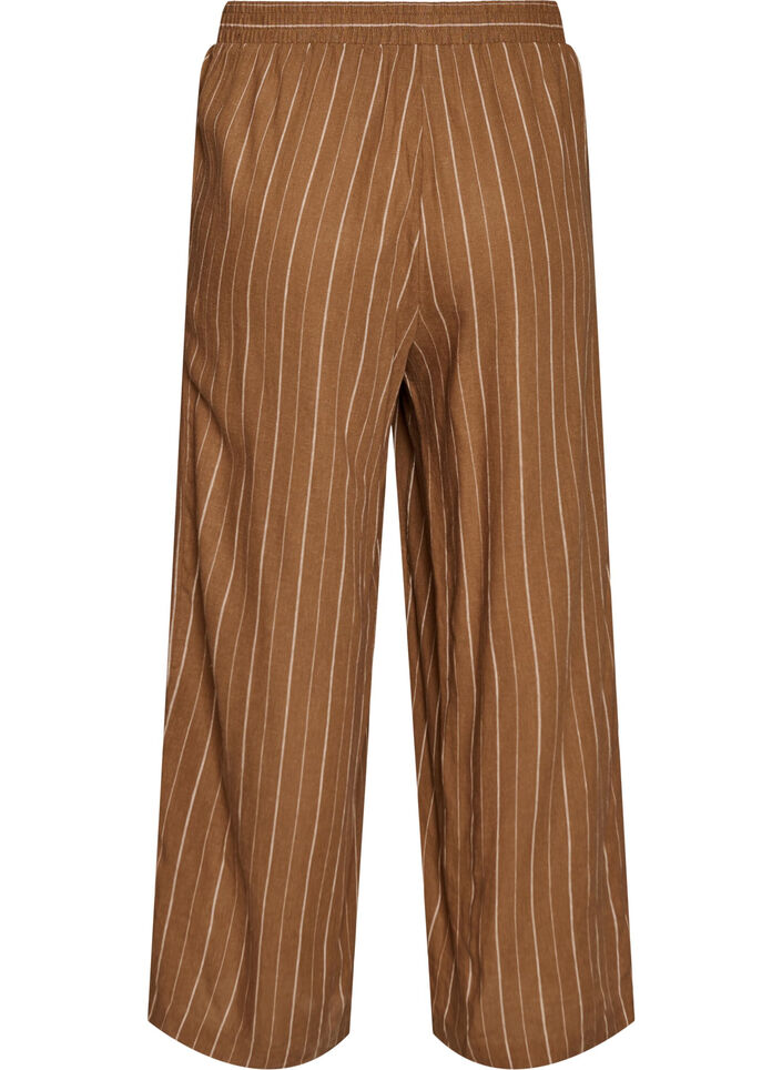 Pantalon large en lin et viscose, Marron, Packshot image number 1