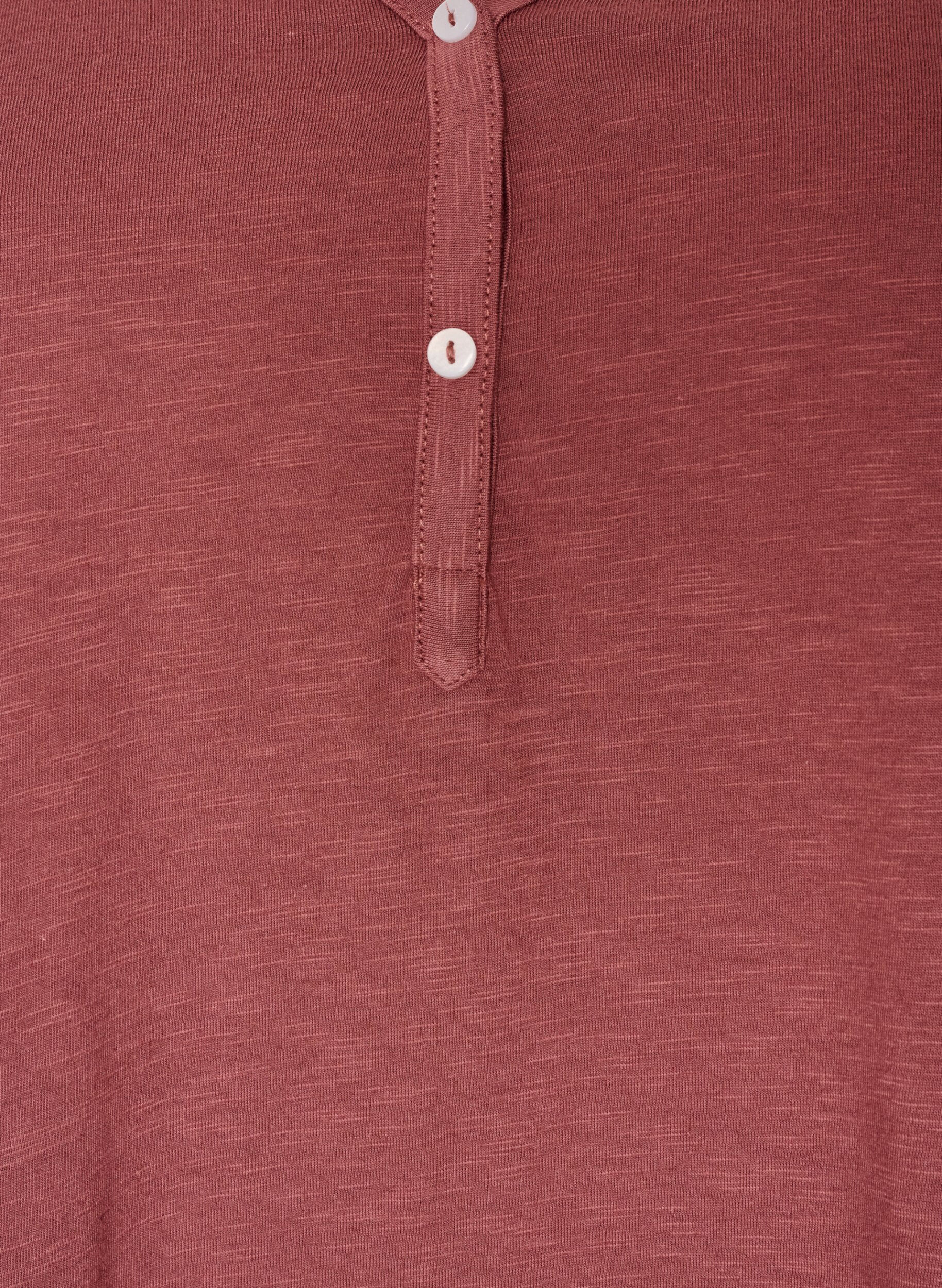 ZizziT-shirt &agrave; manches longues avec col V et boutons, Marron, Packshot image number 2