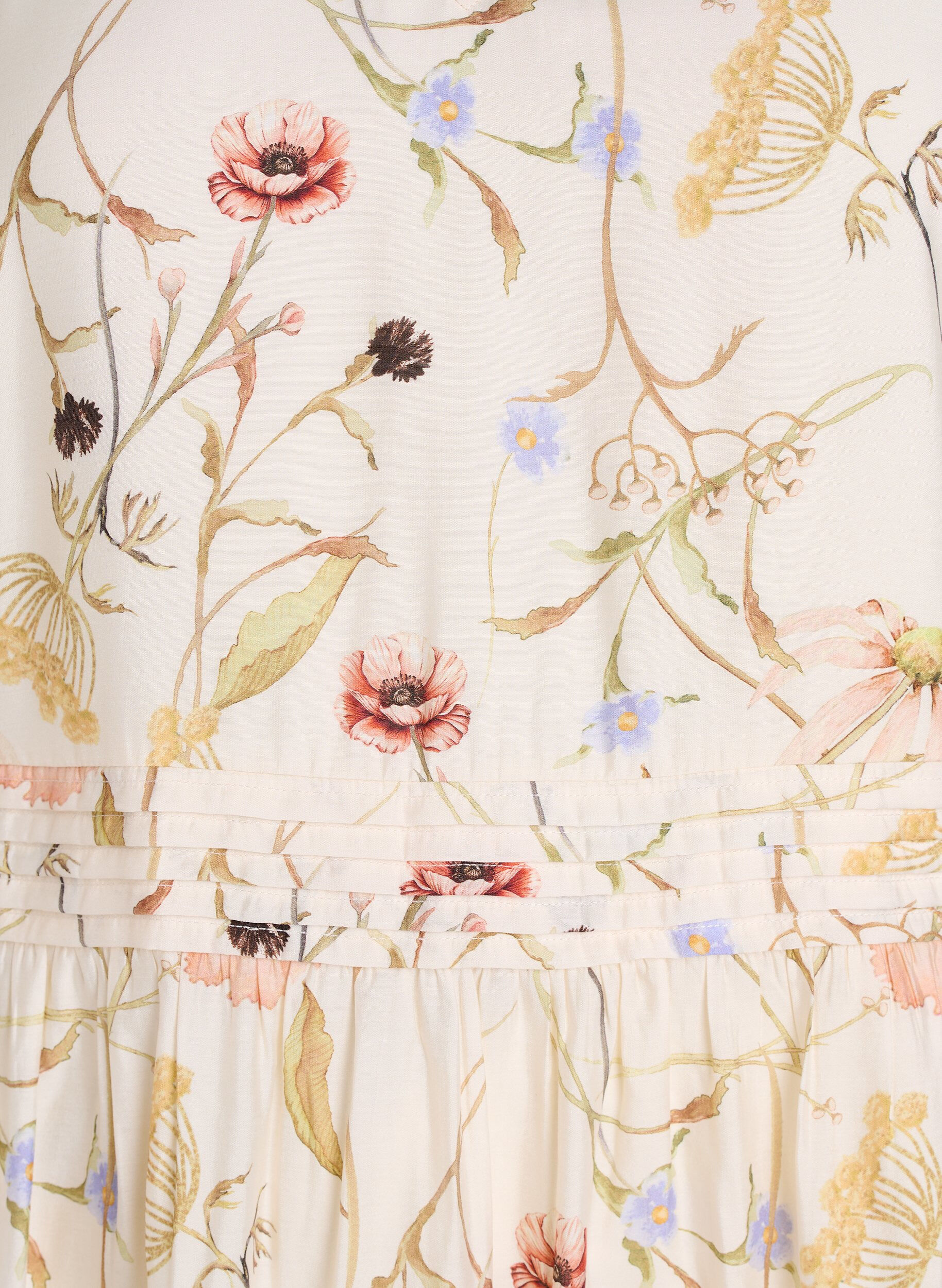Zizzi Robe mi-longue &agrave; fleurs avec une forme trap&egrave;ze, Beige, Packshot image number 2