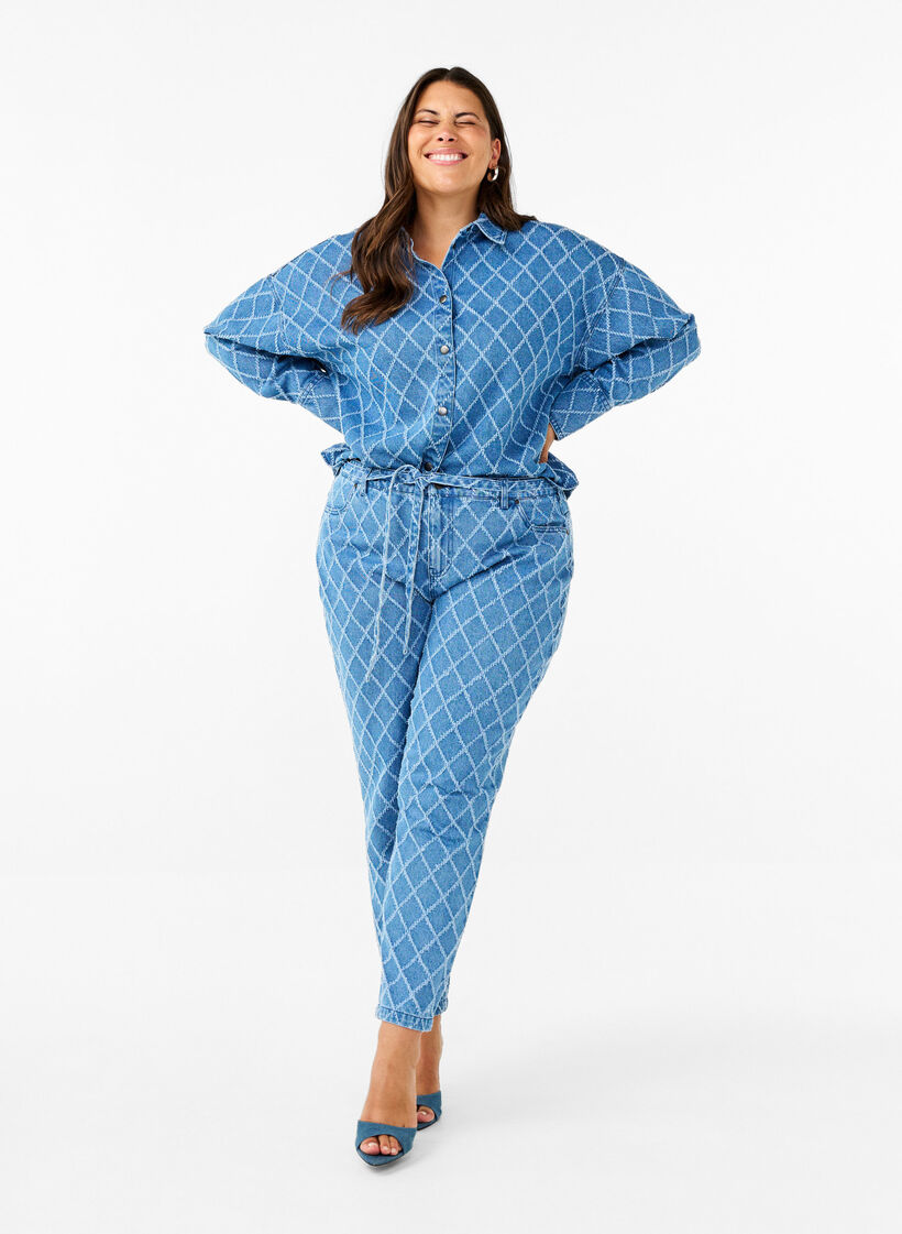 Chemise en jean look destroy, Blue Denim, Model image number 2