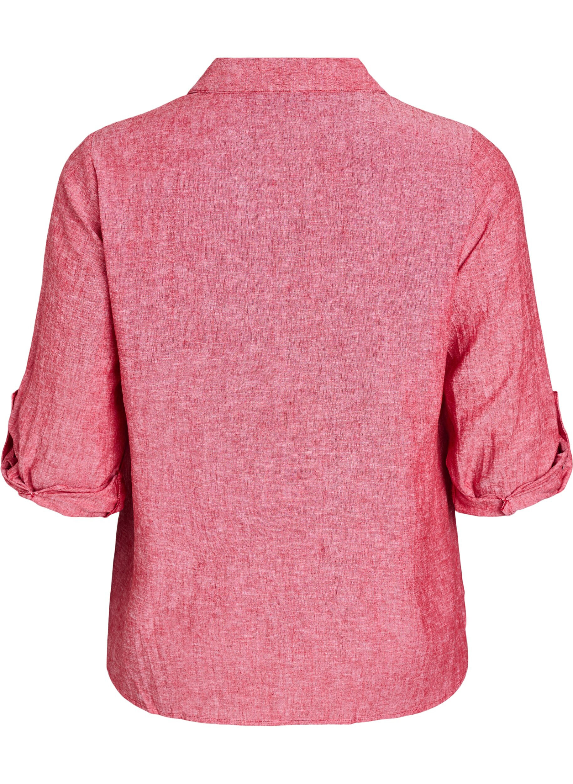 Zizzi Chemise en lin et viscose avec manches 3/4, Rouge, Packshot image number 1
