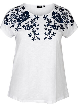 T-Shirt avec imprimé, Bright White W. mood indigo, Packshot image number 0