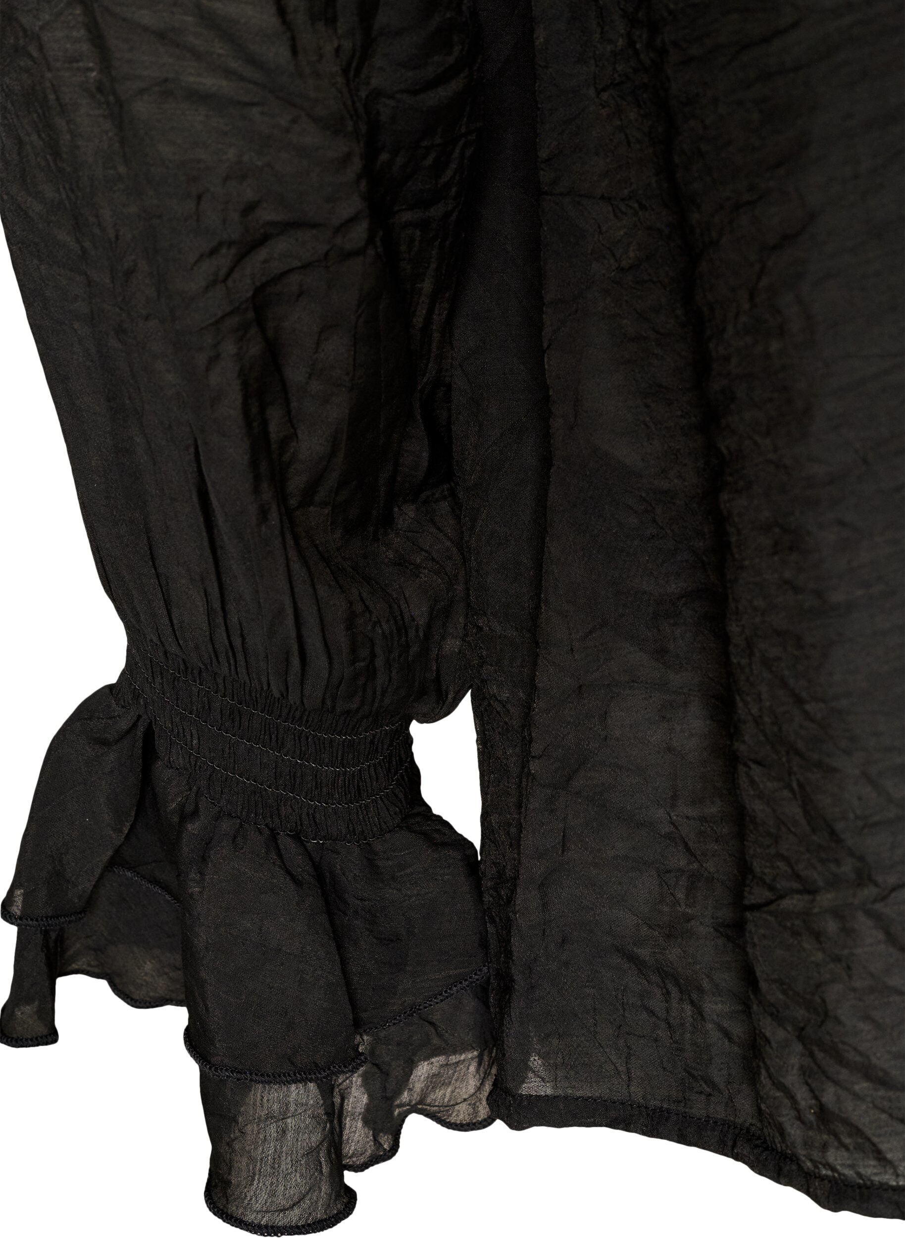 ZizziBlouse en viscose avec volants et manches longues, Noir, Packshot image number 3