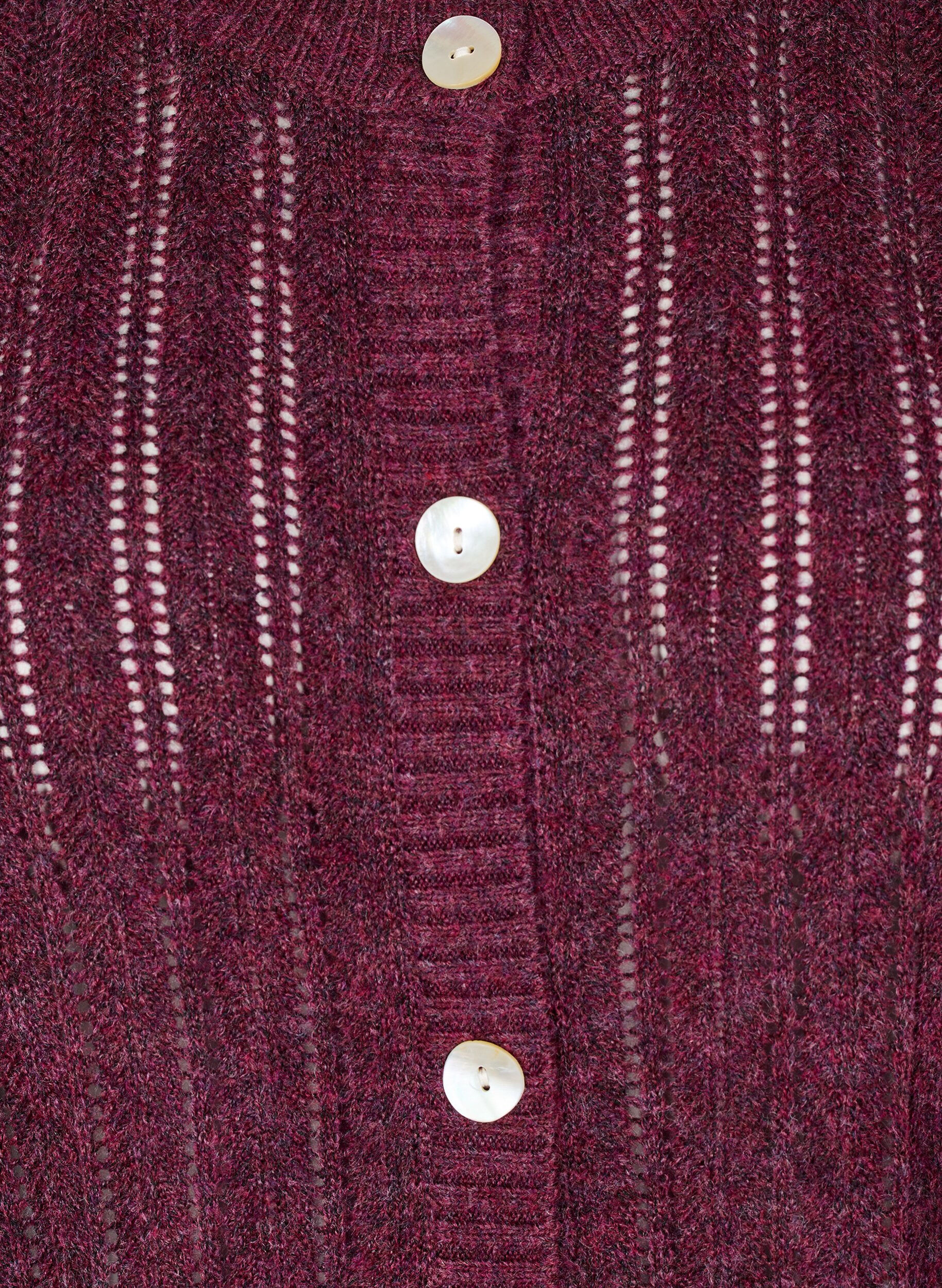 ZizziCardigan en maille ajour&eacute;e, Bordeaux fonc&eacute;, Packshot image number 2