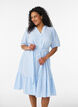 Robe midi &agrave; rayures en coton avec ceinture &agrave; nouer, Blanc, Model image number 0
