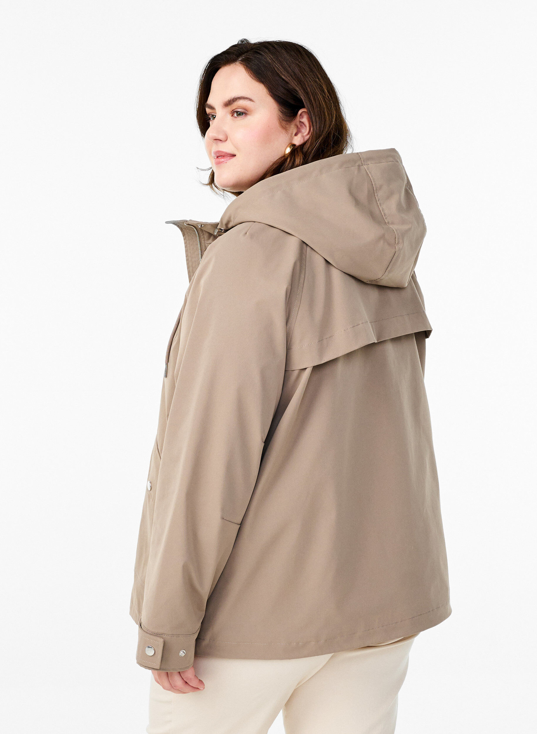 Zizzi Veste courte de printemps avec capuche amovible, Beige, Model image number 2