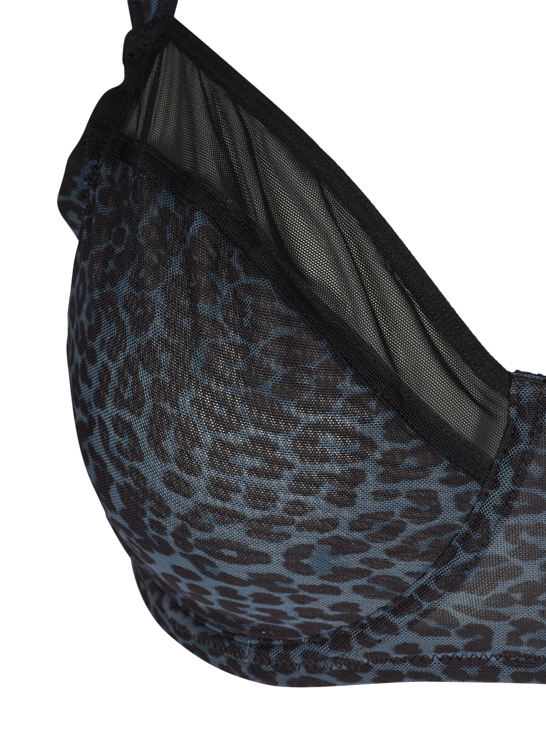 Zizzi Soutien-gorge &agrave; imprim&eacute; floral et r&eacute;sille, Grey Leopard, Packshot image number 2