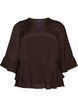 Blouse &agrave; manches 3/4 et volants, Marron, Packshot image number 0