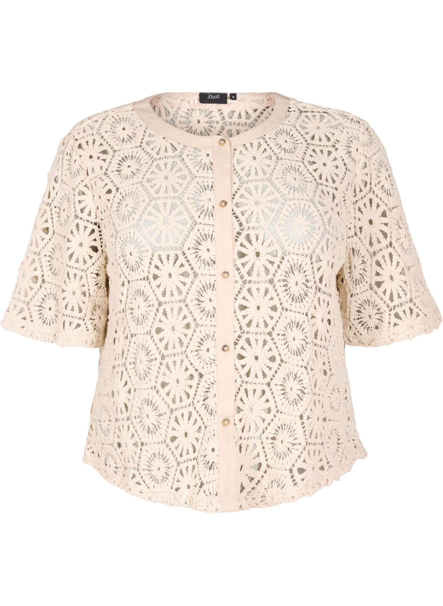 Zizzi Cardigan court en crochet, Beige, Packshot image number 0