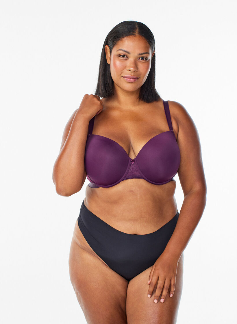 Soutien-gorge moulé avec résille, Violet, Model image number 1