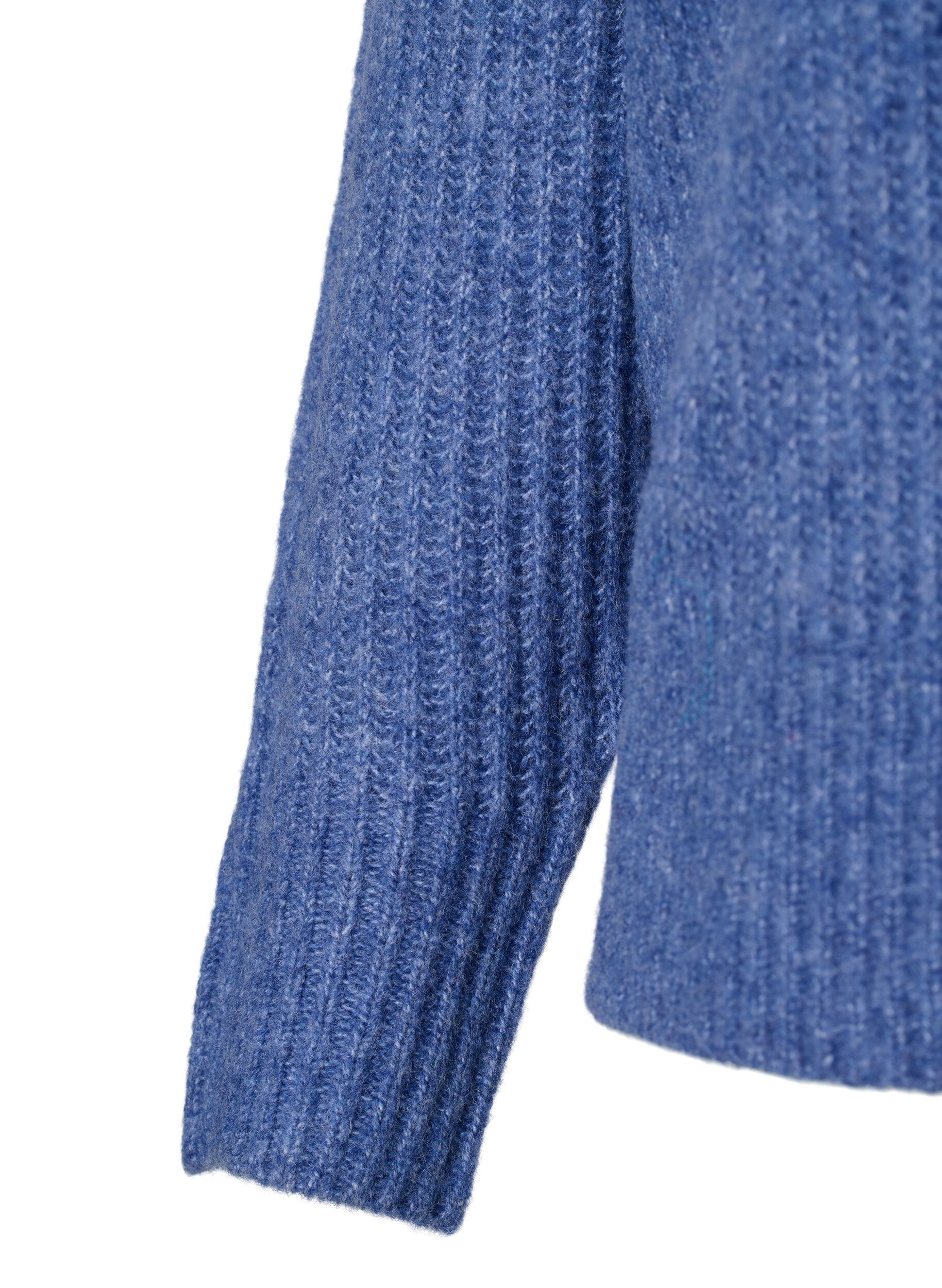 Zizzi Pull en m&eacute;lange avec des boutons en perles, Coastal Fjord Mel., Packshot image number 3