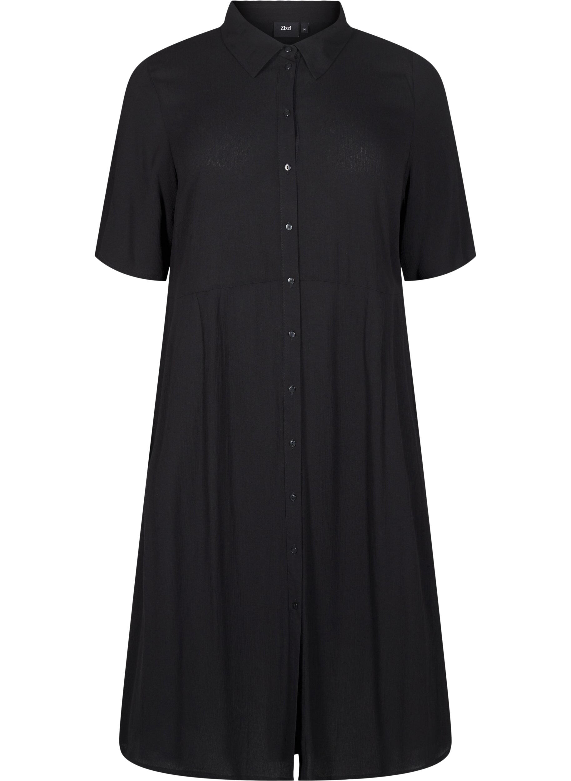 Zizzi Robe chemise mi-longue &agrave; manches courtes, Black, Packshot image number 0