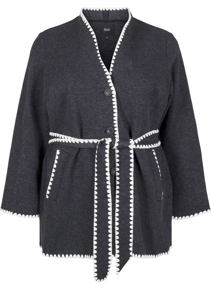 Manteau à bords contrastés, Dark Grey Melange, Packshot image number 0