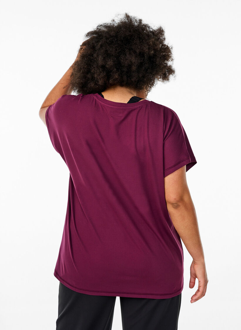 T-shirt ample de sport à col en V, Bordeaux, Model image number 2