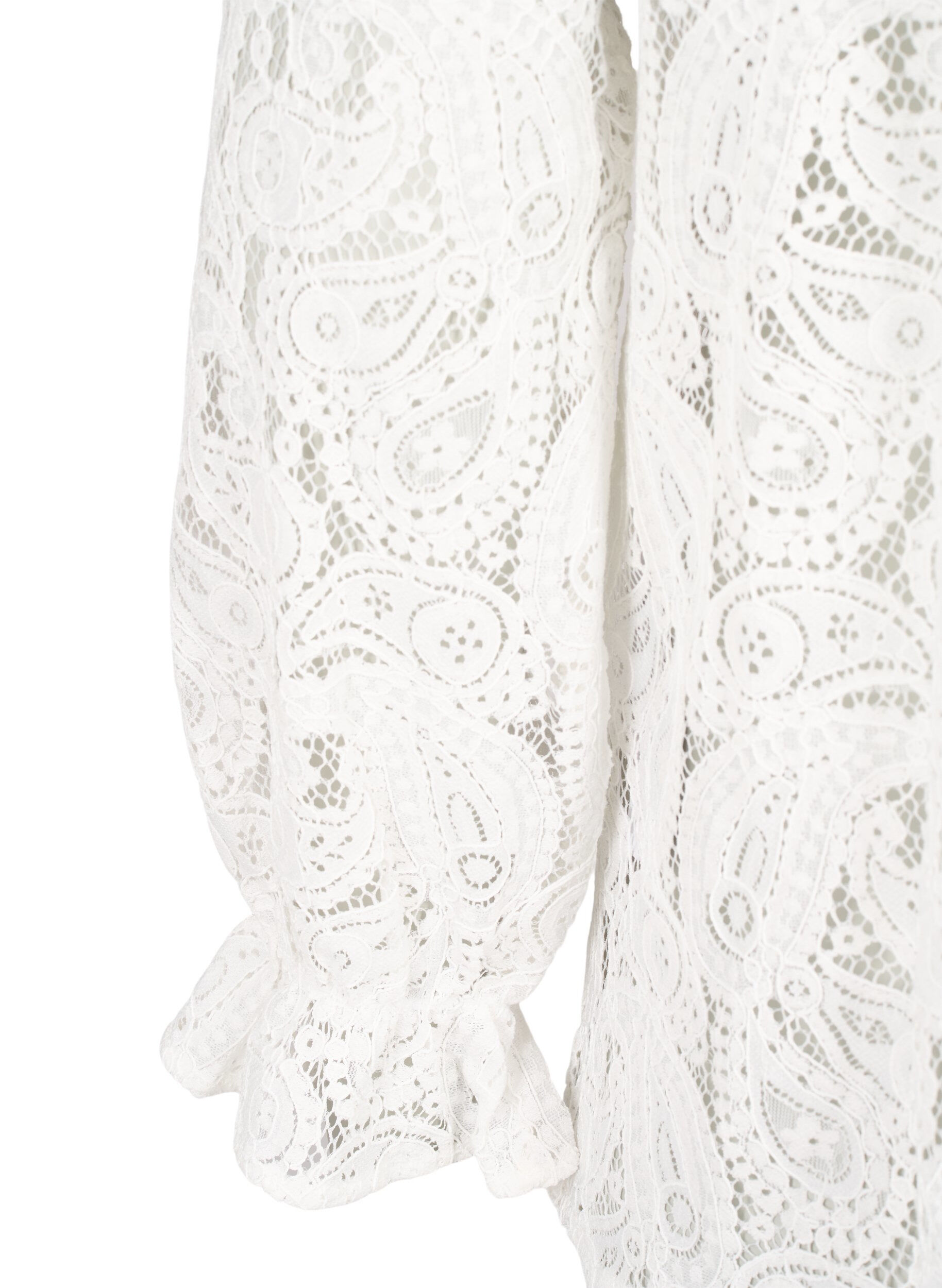 Zizzi Chemisier en dentelle avec d&eacute;tail de volant, Snow White, Packshot image number 3