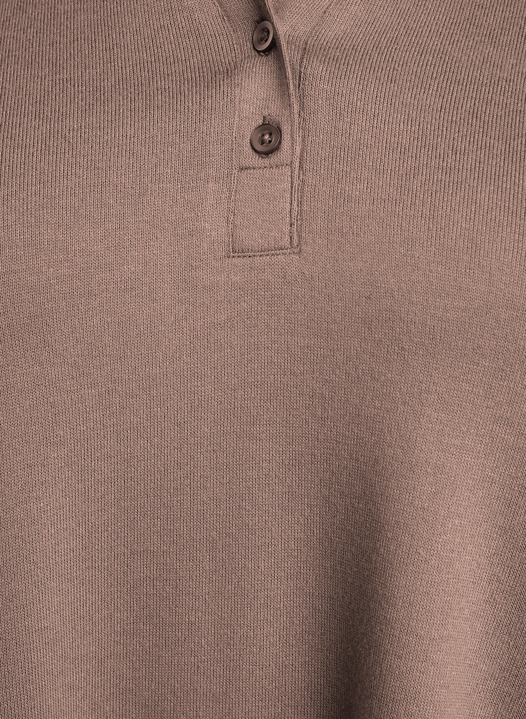 Zizzi Blouse en jersey &agrave; manches longues avec col, Marron, Packshot image number 2