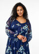 Robe de soir&eacute;e en mousseline &agrave; manches longues, Bleu, Model image number 3