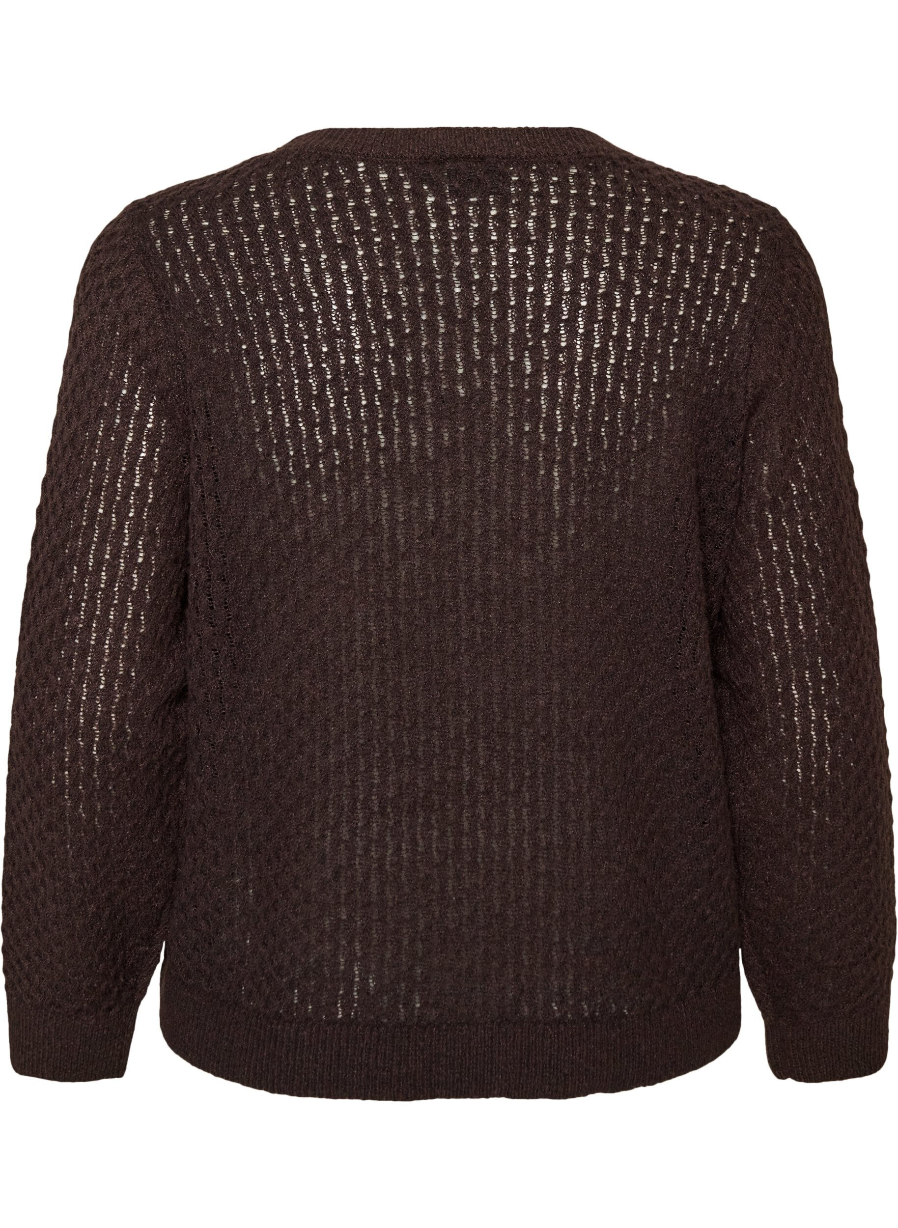 ZizziBlouse en maille avec motif ajour&eacute; textur&eacute;, Marron, Packshot image number 1