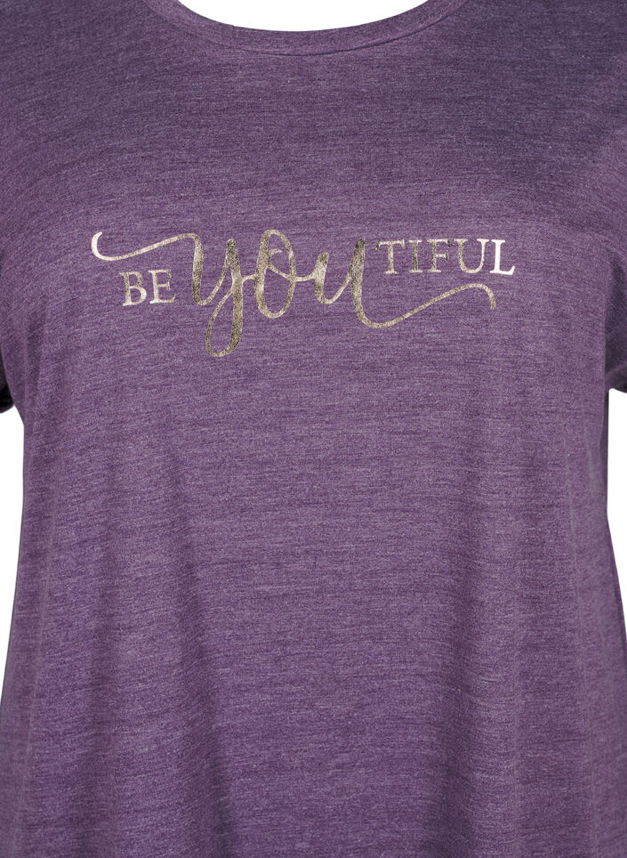 Chemise de nuit &agrave; manches courtes avec imprim&eacute; de texte, , Packshot image number 2