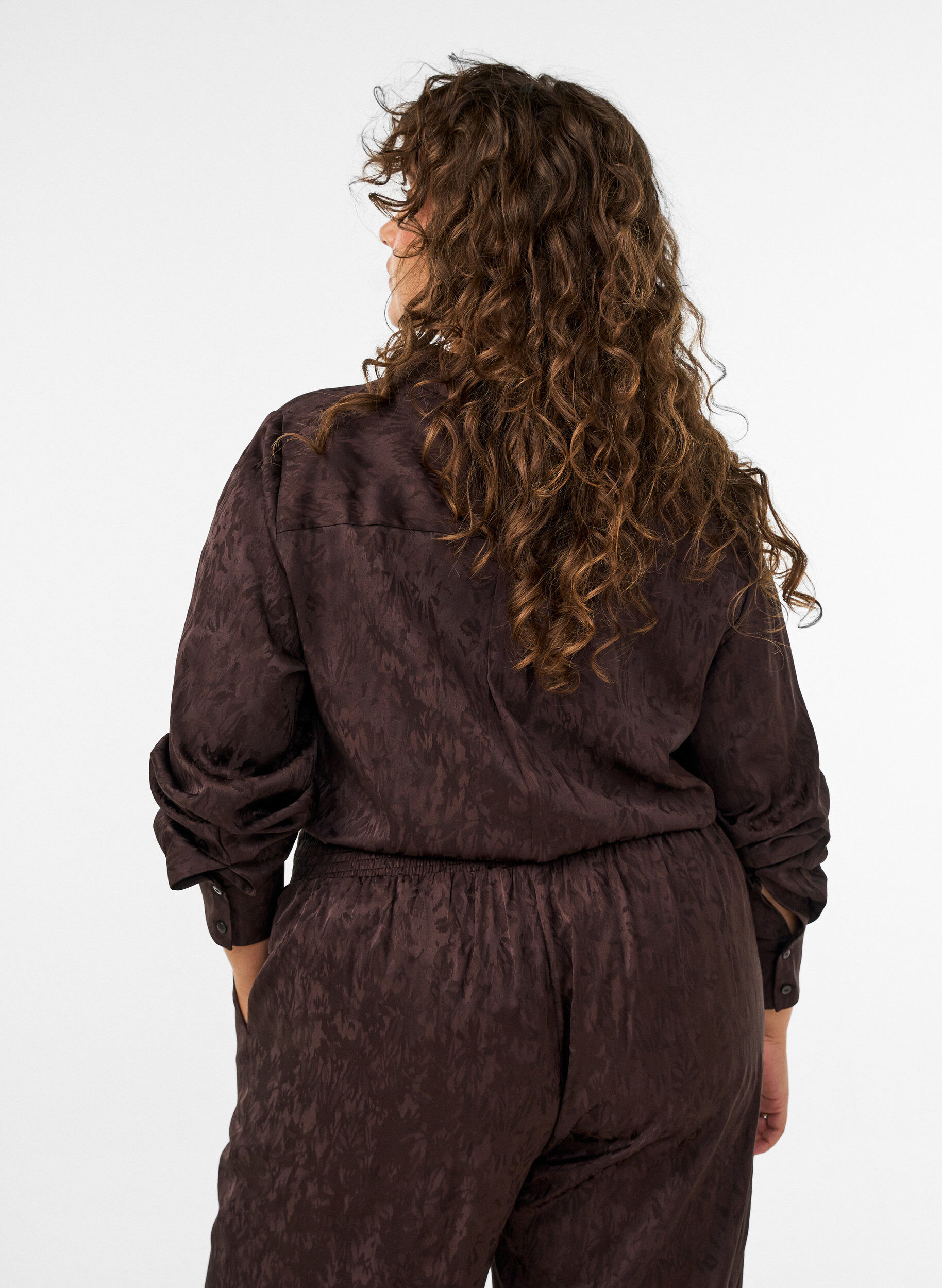 ZizziChemise &agrave; motif cachemire ton sur ton, Marron, Model image number 2