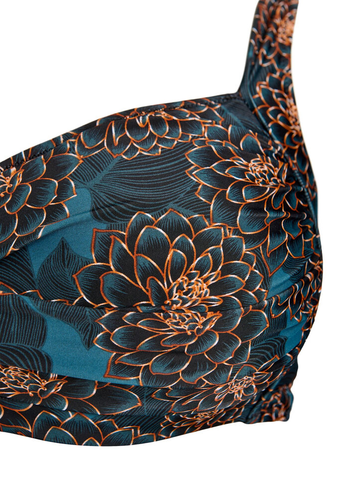 Haut de bikini rembourr&eacute; et imprim&eacute;, Bleu p&eacute;trole, Packshot image number 2