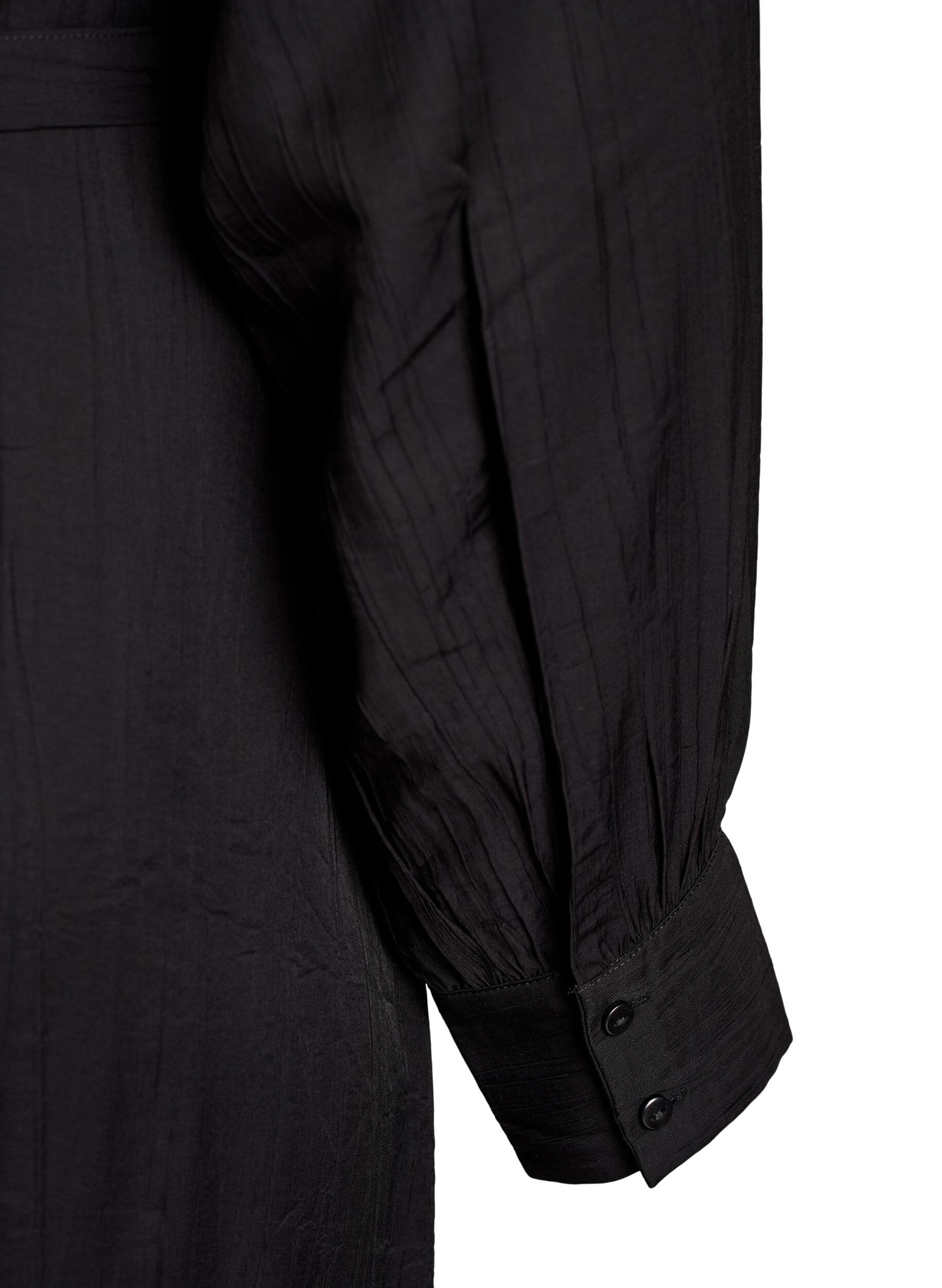 Zizzi Robe midi avec boutonnage et ceinture &agrave; nouer, Noir, Packshot image number 3