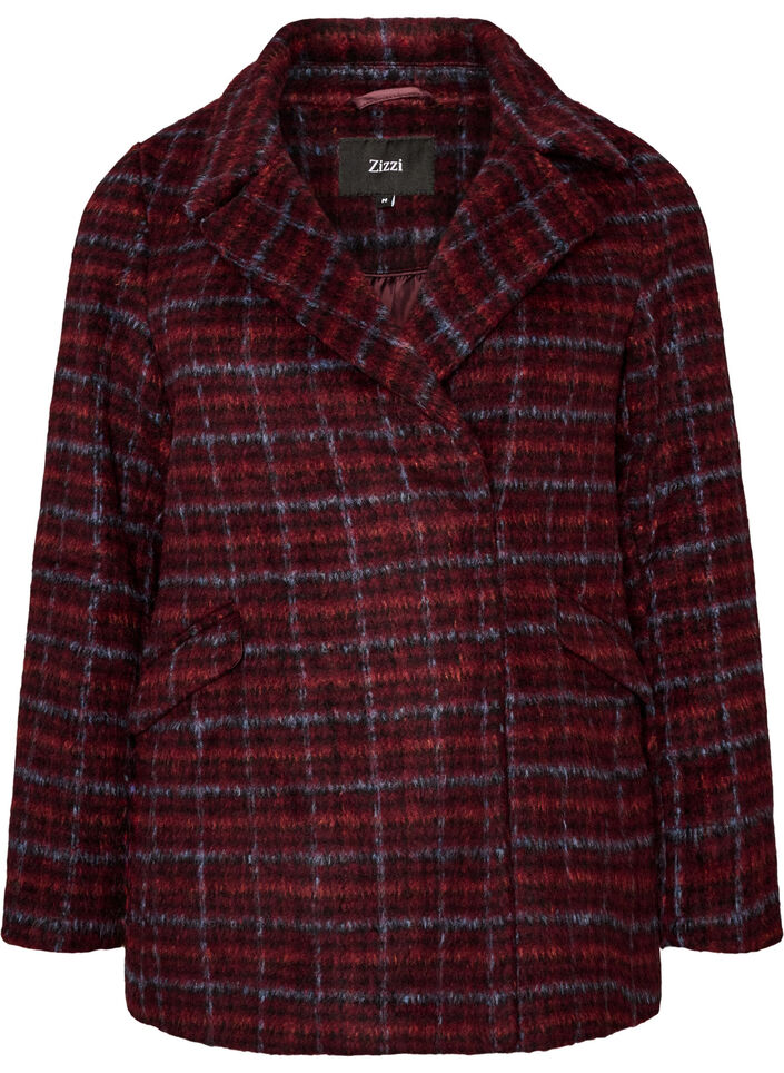 Veste &agrave; carreaux avec poches, Bordeaux, Packshot