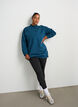 Sweat-shirt long &agrave; col montant et texte brod&eacute;, Bleu, Model image number 1
