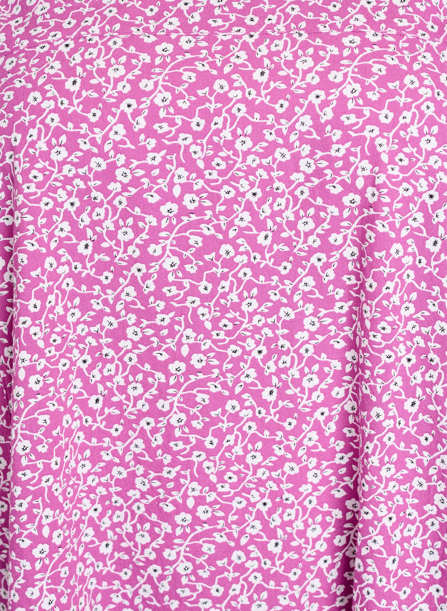 Zizzi Robe courte en coton avec manches 3/4 et poches, Violet, Packshot image number 2