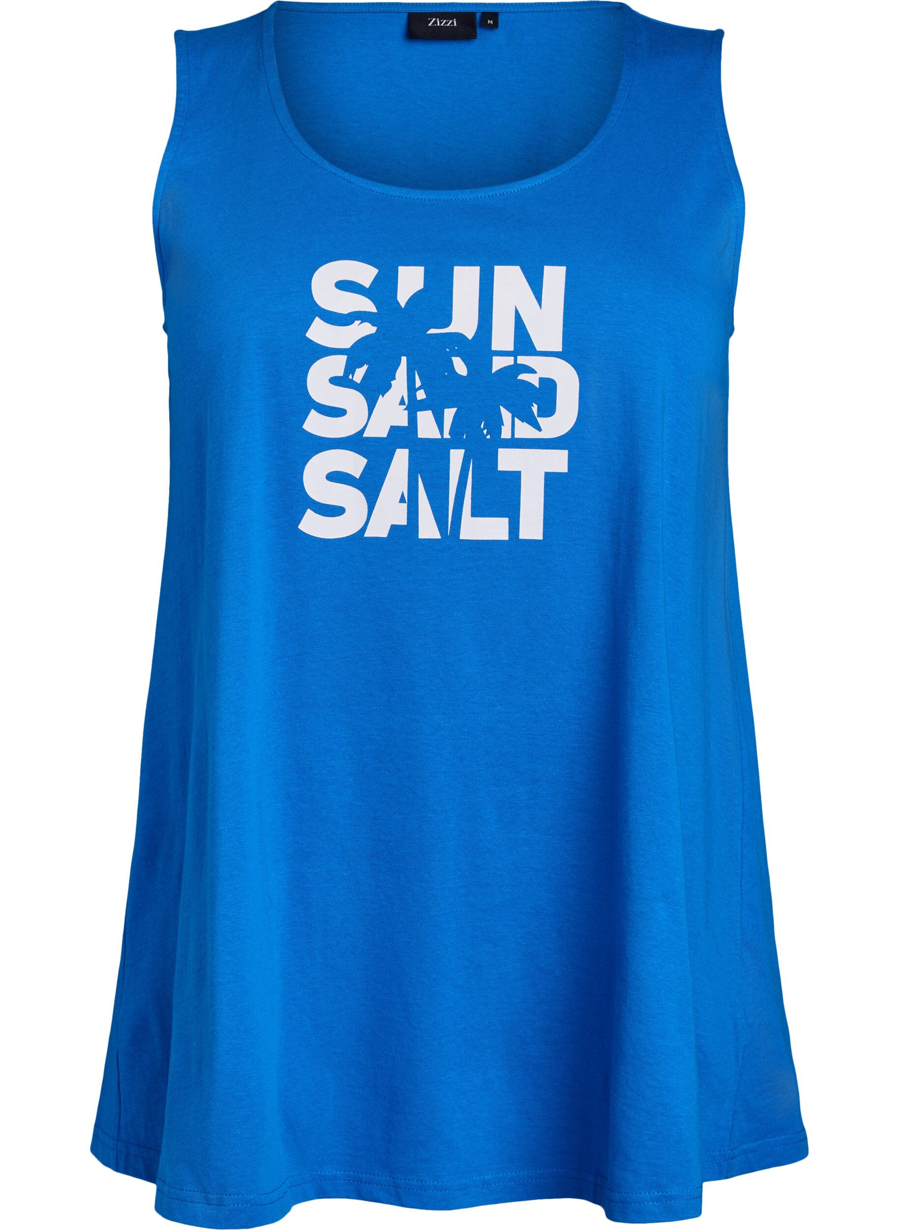 Zizzi Top en coton avec forme en A, Bleu, Packshot image number 0