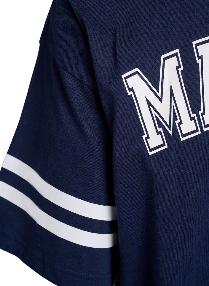 Robe T-shirt courte avec détails sport, Bleu, Packshot image number 4