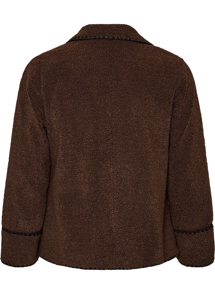 Veste teddy avec d&eacute;tails contrastants, Marron, Packshot image number 1