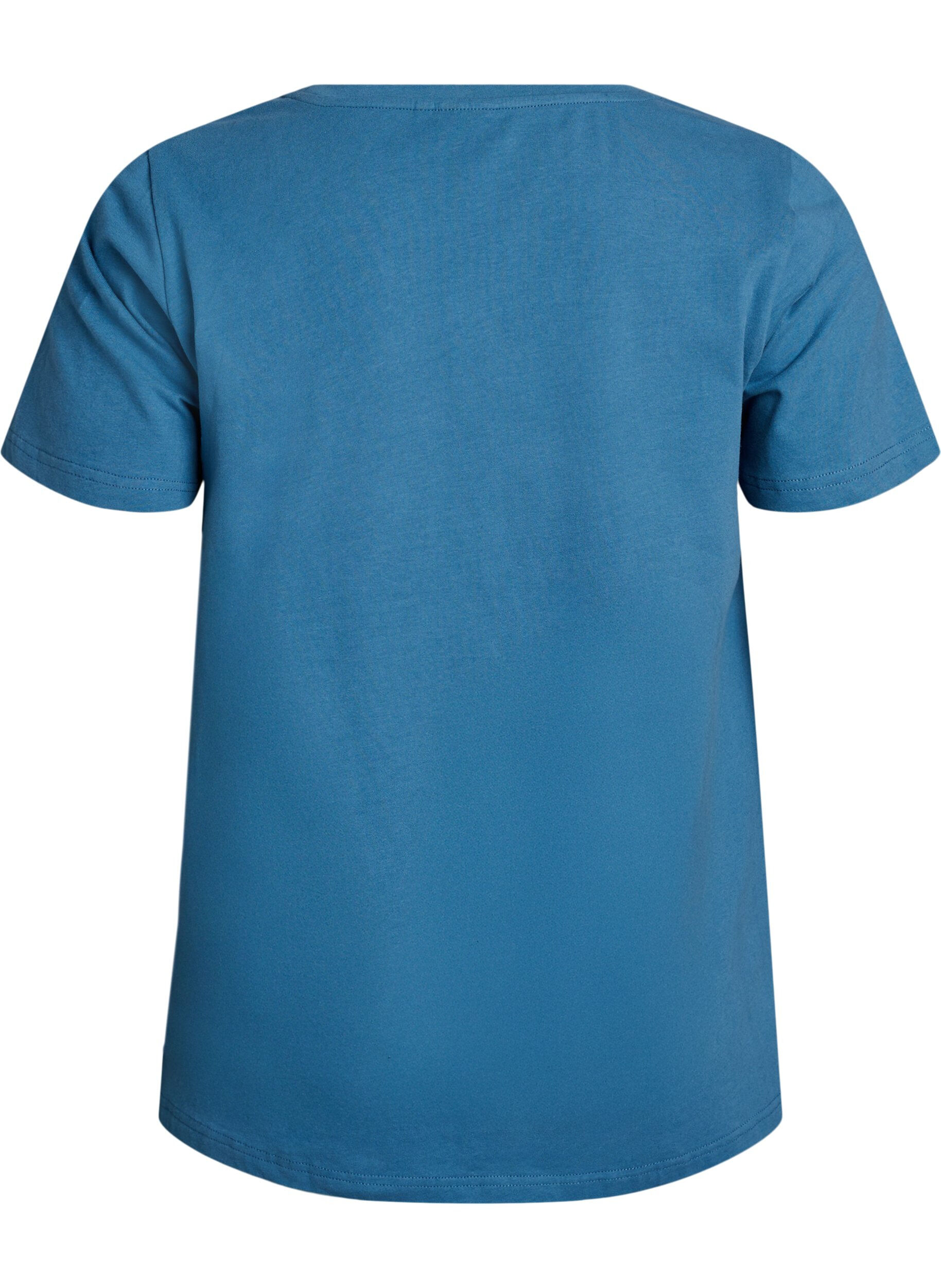 ZizziT-shirt Basic uni en coton, Gris bleut&eacute;, Packshot image number 1