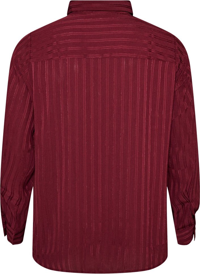 Chemise &agrave; rayures textur&eacute;es et fils paillet&eacute;s, Bordeaux, Packshot image number 1