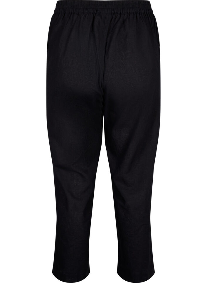 Pantalon ample en lin et coton m&eacute;lang&eacute;s, Black, Packshot image number 1