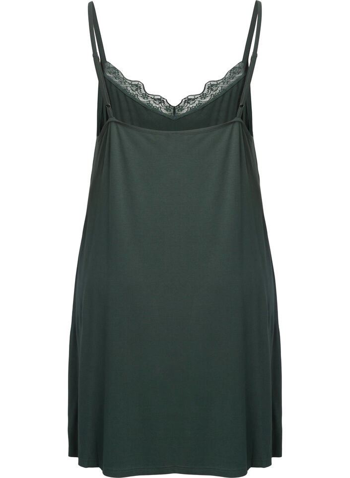 Chemise de nuit avec bord dentelle en viscose, Vert fonc&eacute;, Packshot image number 1