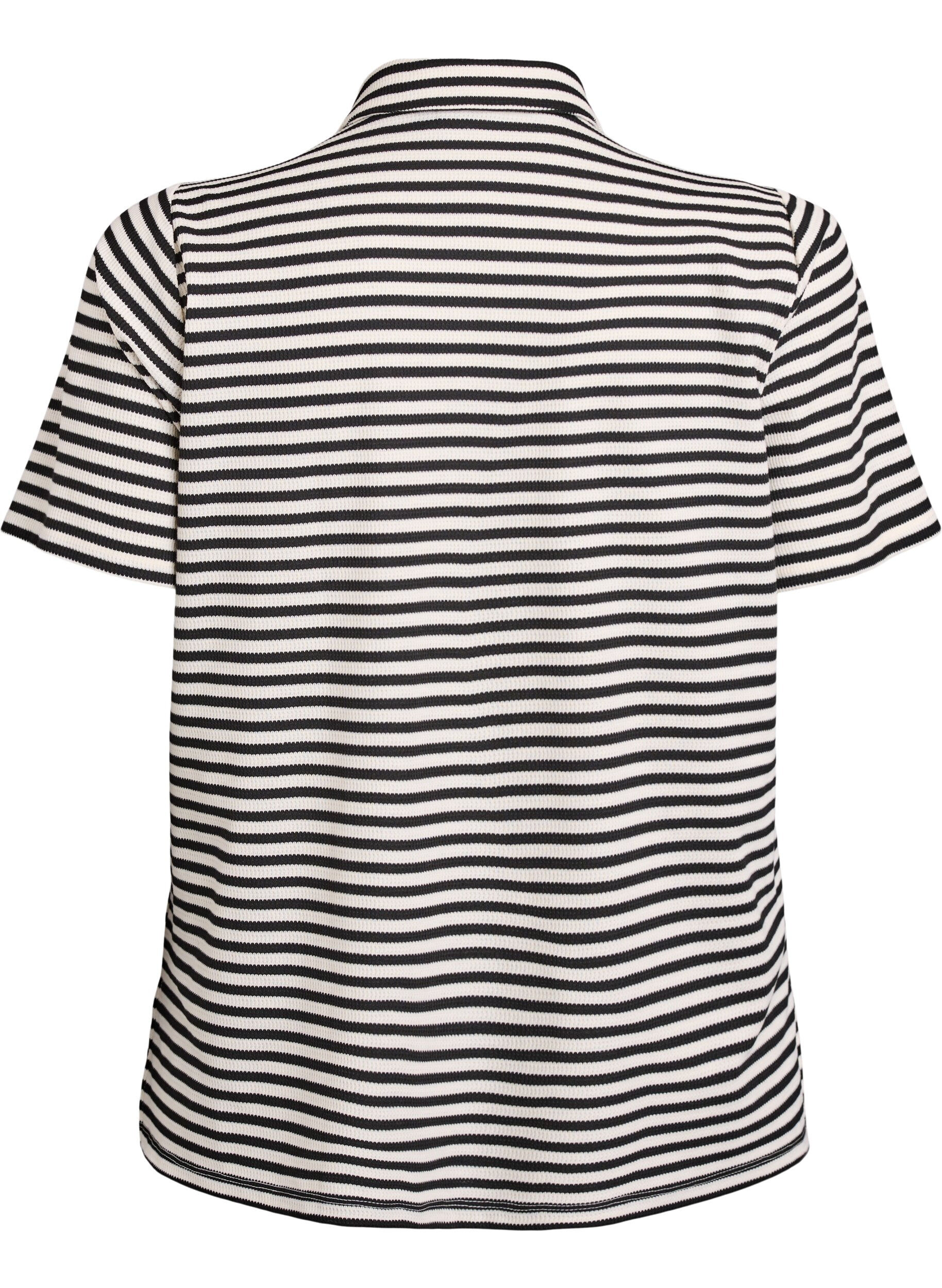 Zizzi Polo &agrave; manches courtes avec des rayures, Noir, Packshot image number 1