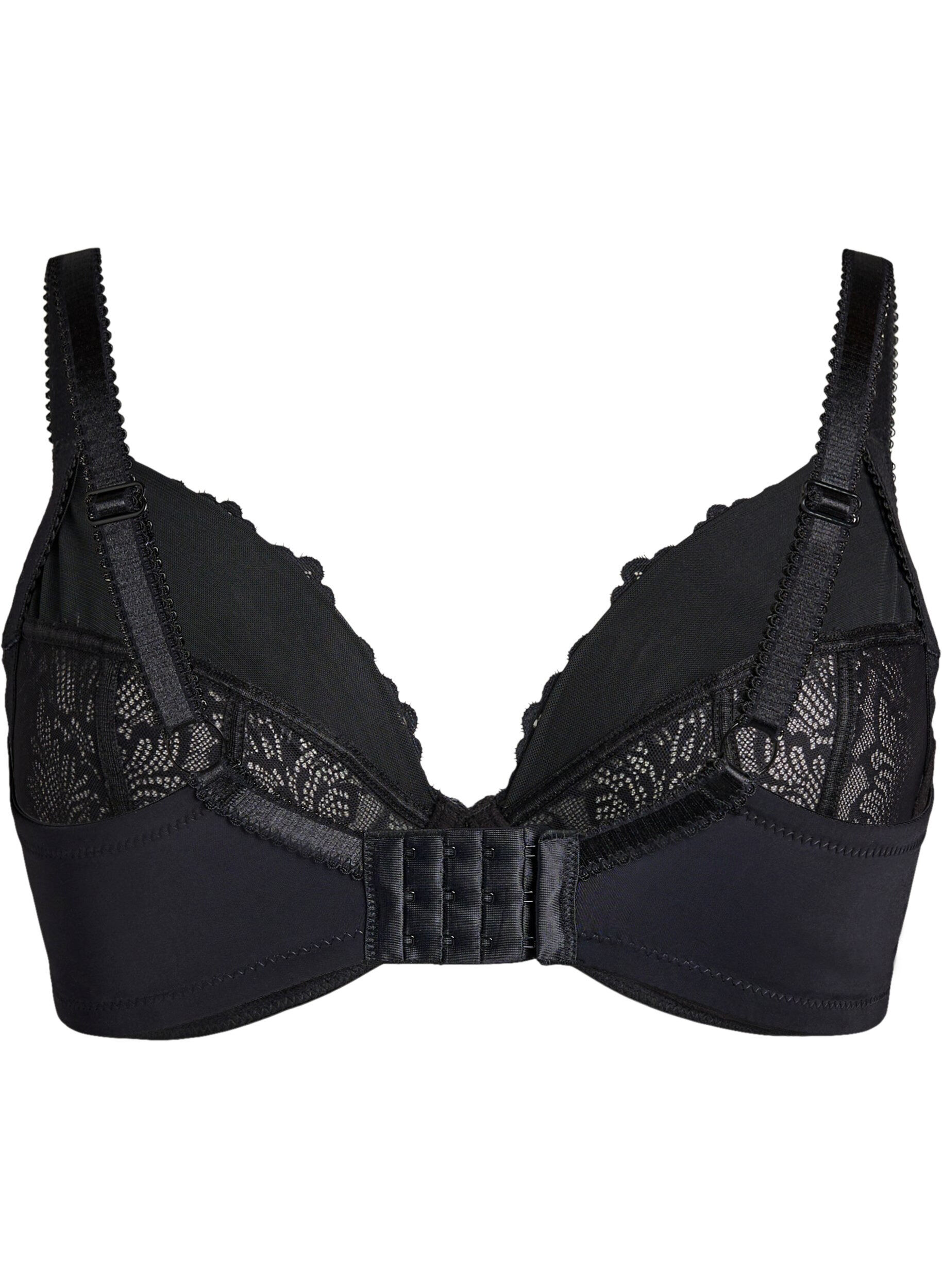 Zizzi Soutien-gorge plongeant &agrave; armatures avec dentelle, Noir, Packshot image number 1