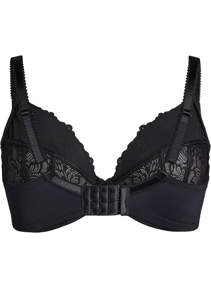 Soutien-gorge plongeant à armatures avec dentelle, Noir, Packshot image number 1