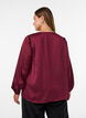 Blouse en satin avec appliqu&eacute; en dentelle et perles, Bordeaux, Model image number 2