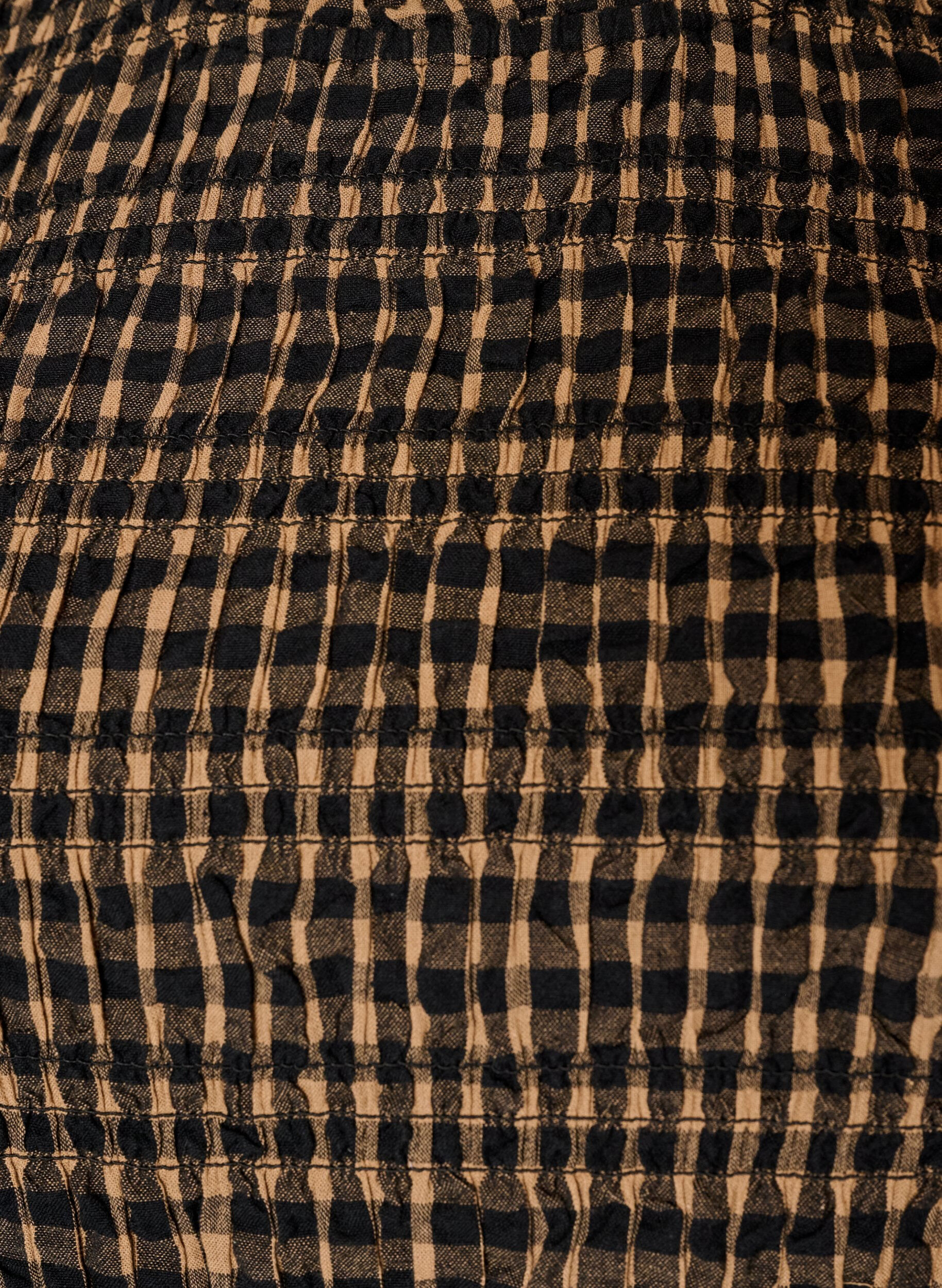 ZizziBlouse &agrave; carreaux avec smocks et basque, Marron, Packshot image number 2